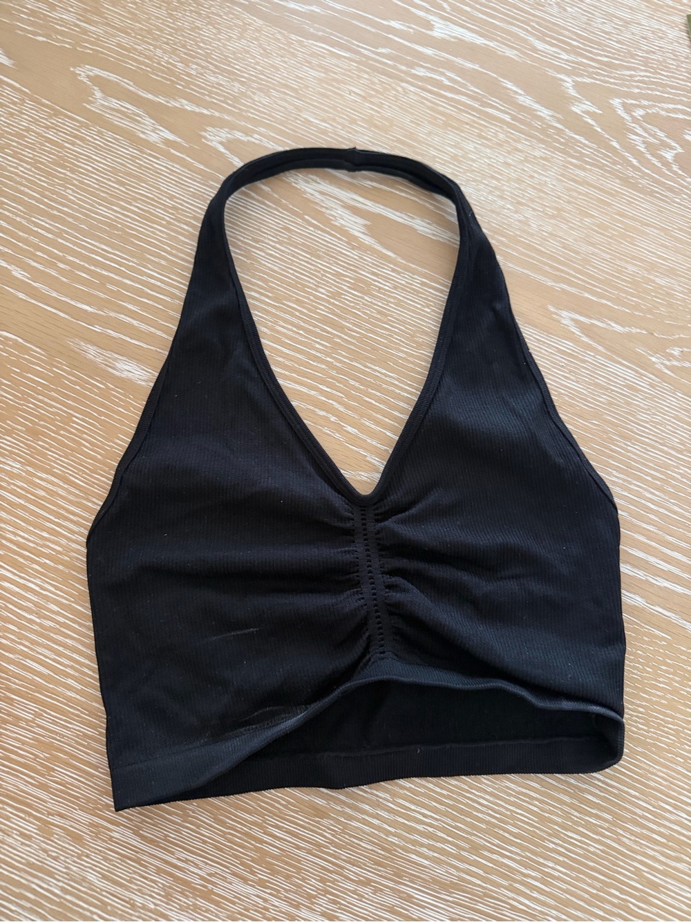 Black Halter Ribbed Crop Bralette - Women Intimates
